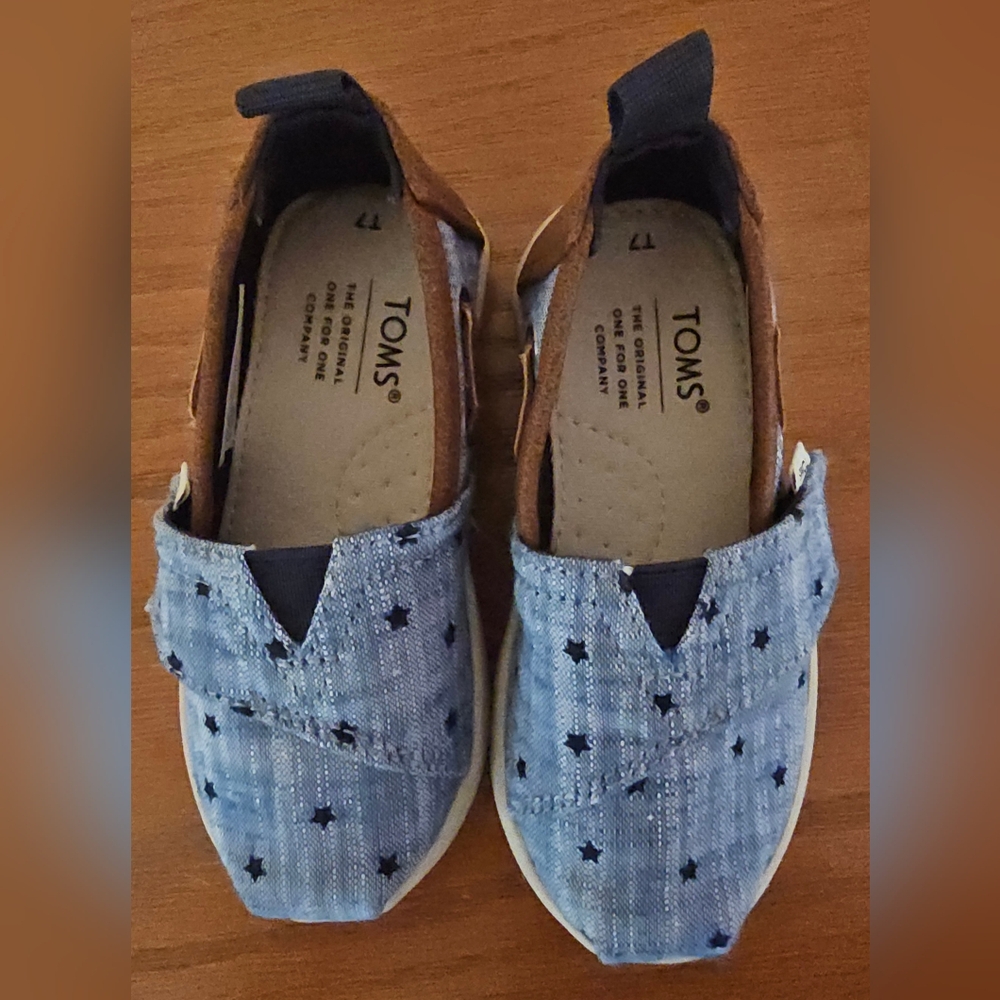 Toddler Toms Tiny Alpargata Chambray Stars - Size 7